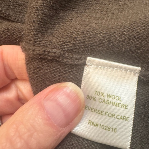 CASHMERE WOOL GARNET HILL Oversized Turtleneck Sweater Brown Pockets Cozy Luxury - Picture 14 of 15